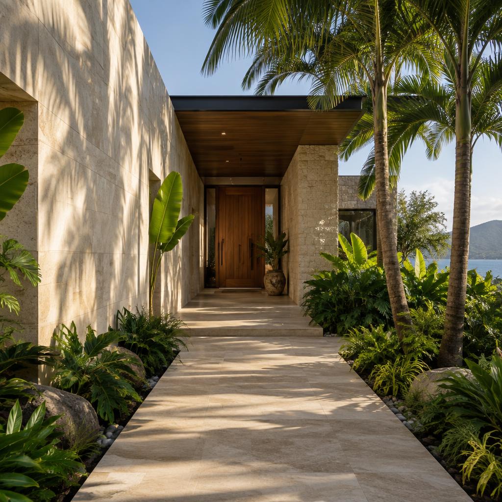 Entrada de una residencia de arquitectura contemporánea